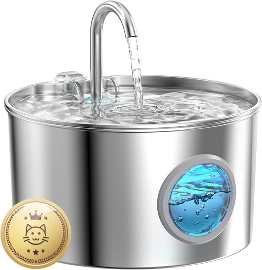 Fuente de agua para gatos de acero inoxidable: fuente para gatos de...