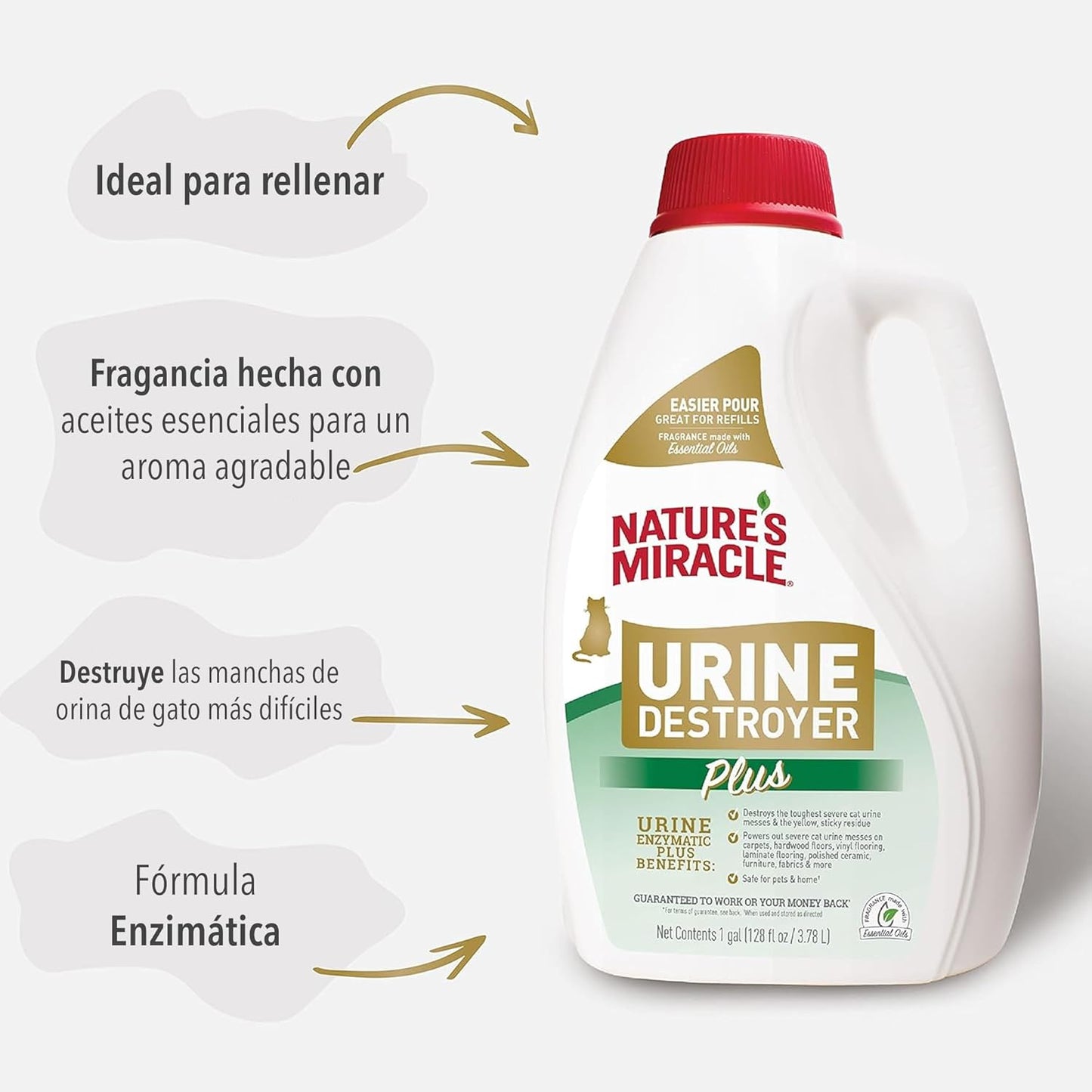 Nature's Miracle Destructor de Orina Plus para Gatos, Fórmula E...
