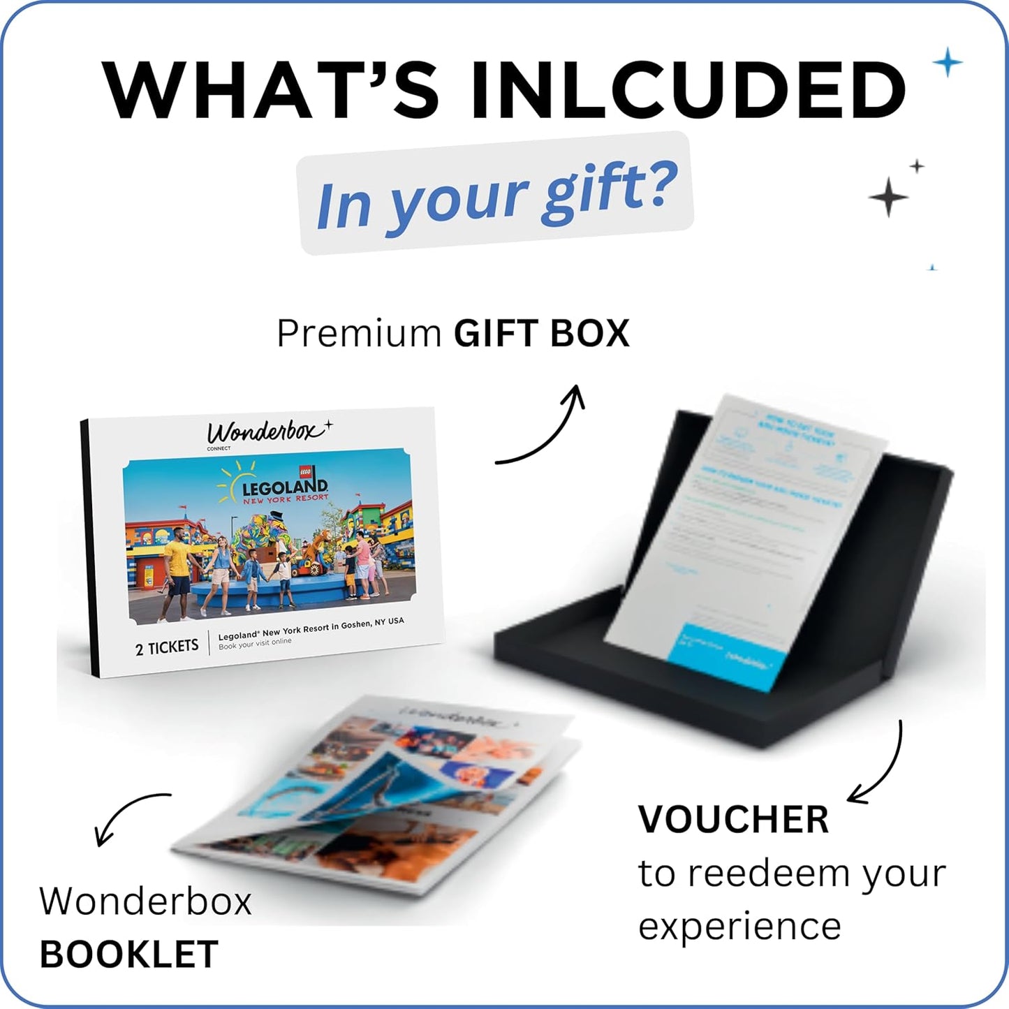 Wonderbox LEGOLAND New York Resort Tickets Caja de regalo, 2 entradas para el parque temático, experiencia de regalo para niños y familias