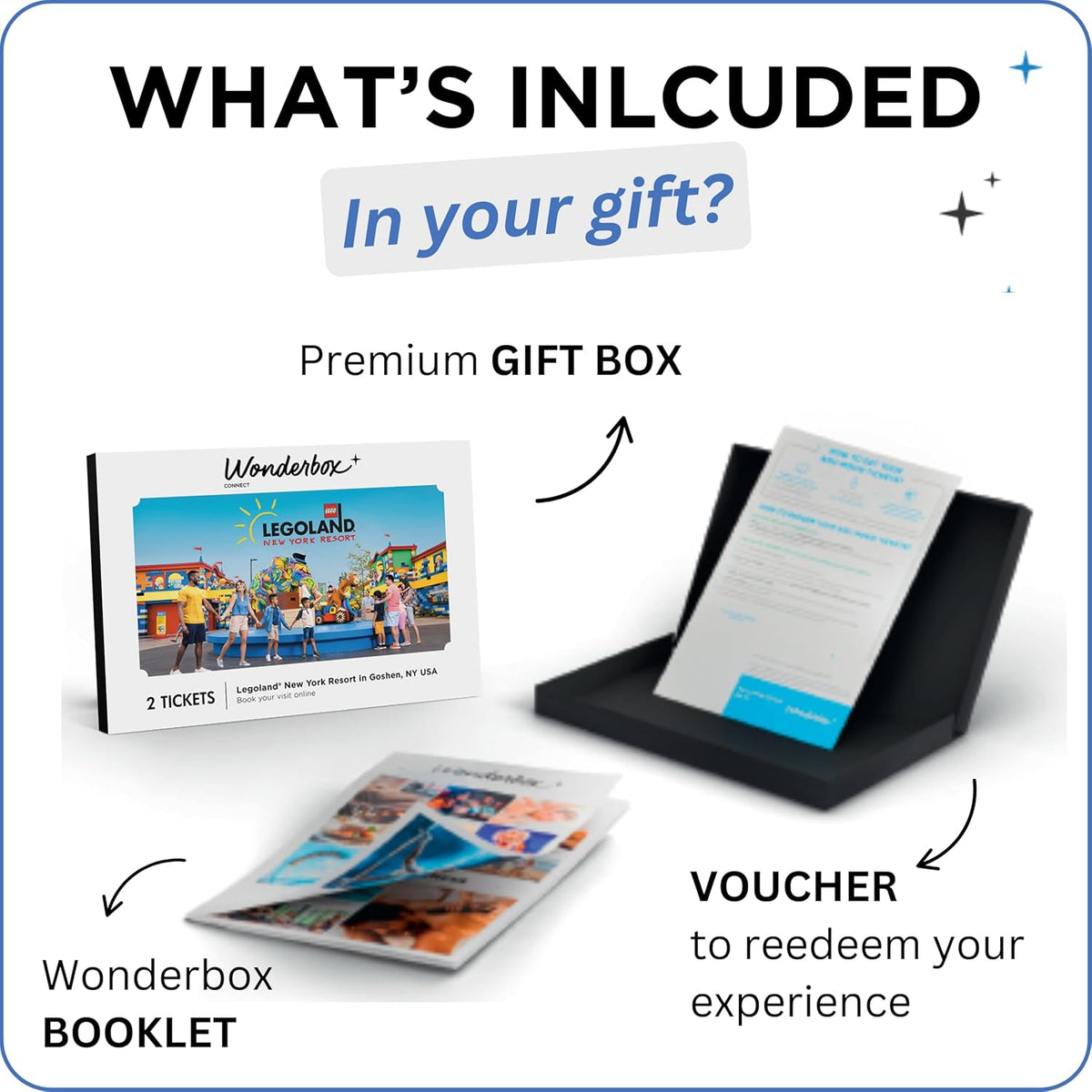 Wonderbox LEGOLAND New York Resort Tickets Caja de regalo, 2 entradas para el parque temático, experiencia de regalo para niños y familias