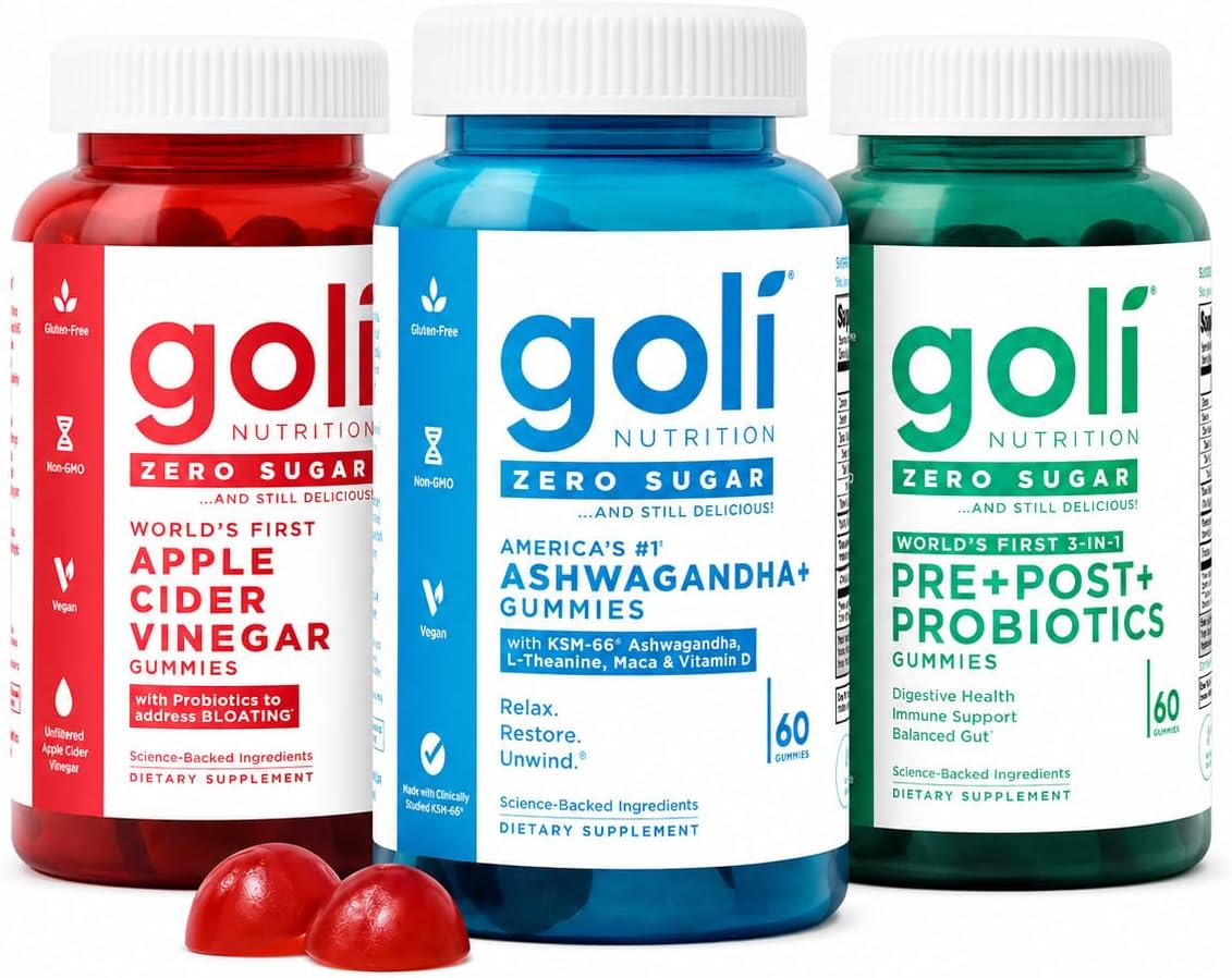 Goli Zero Sugar Trio - El Primer 3-en-1 Pre, Post, Probiótico del M...