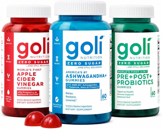 Goli Zero Sugar Trio - El Primer 3-en-1 Pre, Post, Probiótico del M...
