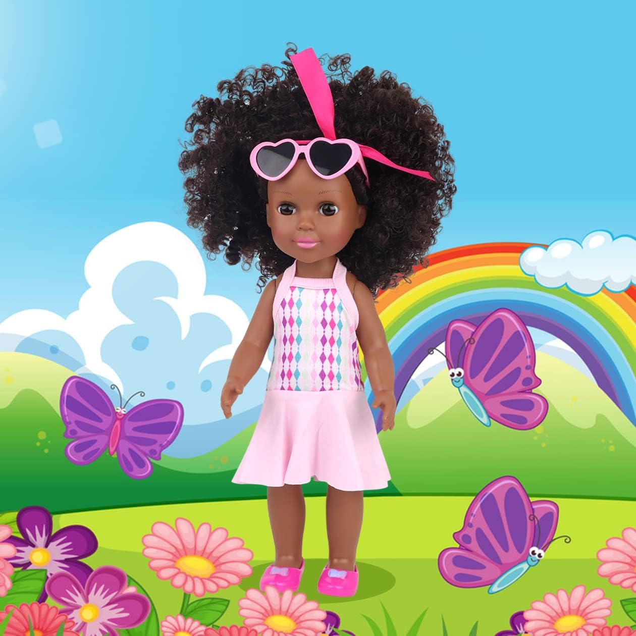 Ecore Fun Muñeca negra de 14.5 pulgadas, juego de ropa y muñeca afr...