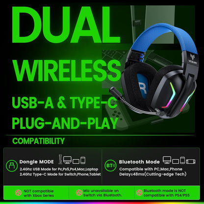 WESEARY Auriculares inalámbricos para juegos para PS5, PS4, PC, lap...