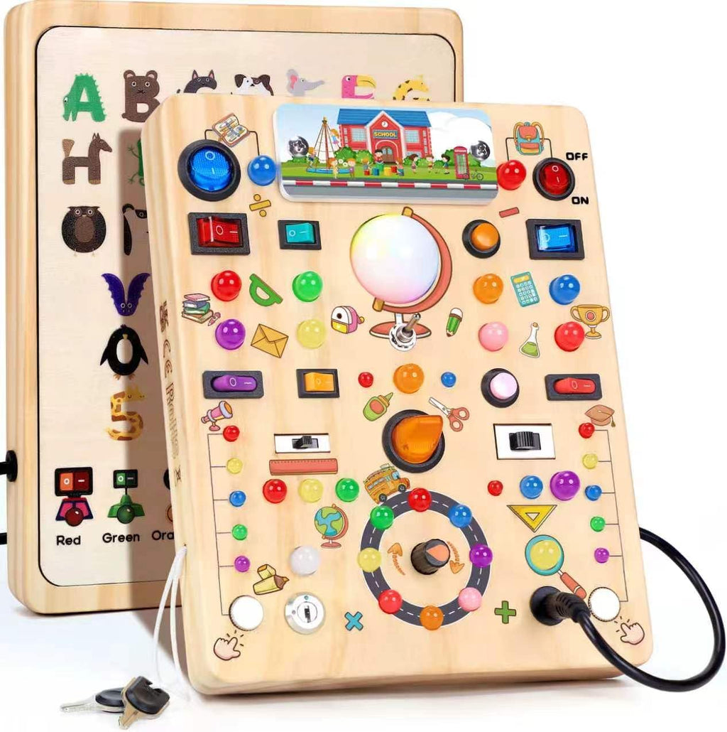 Tablero de actividades con interruptores de luz LED, juguetes Monte...