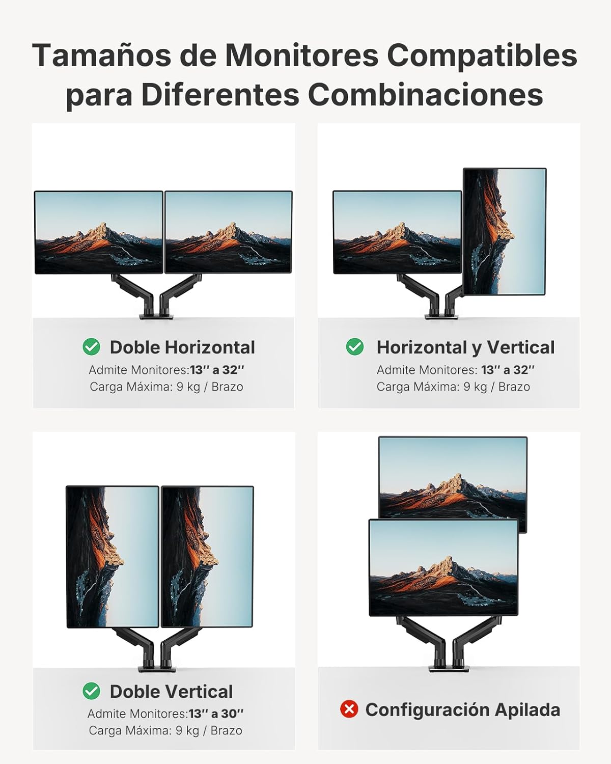 HUANUO FlowLift™ Soporte para monitor doble, soporte de escritorio...