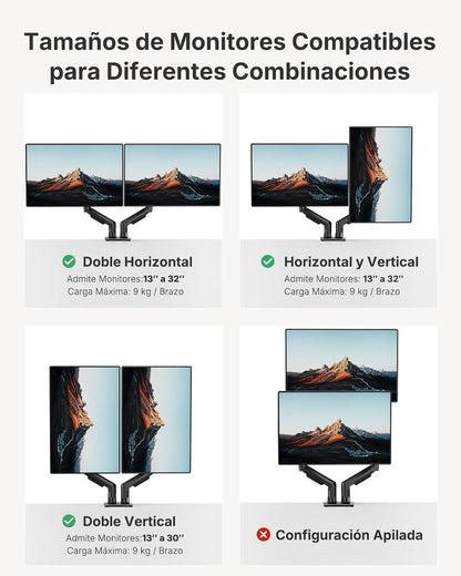 HUANUO FlowLift™ Soporte para monitor doble, soporte de escritorio...