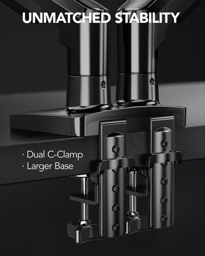HUANUO Soporte para monitor doble, soporte de escritorio para monit...