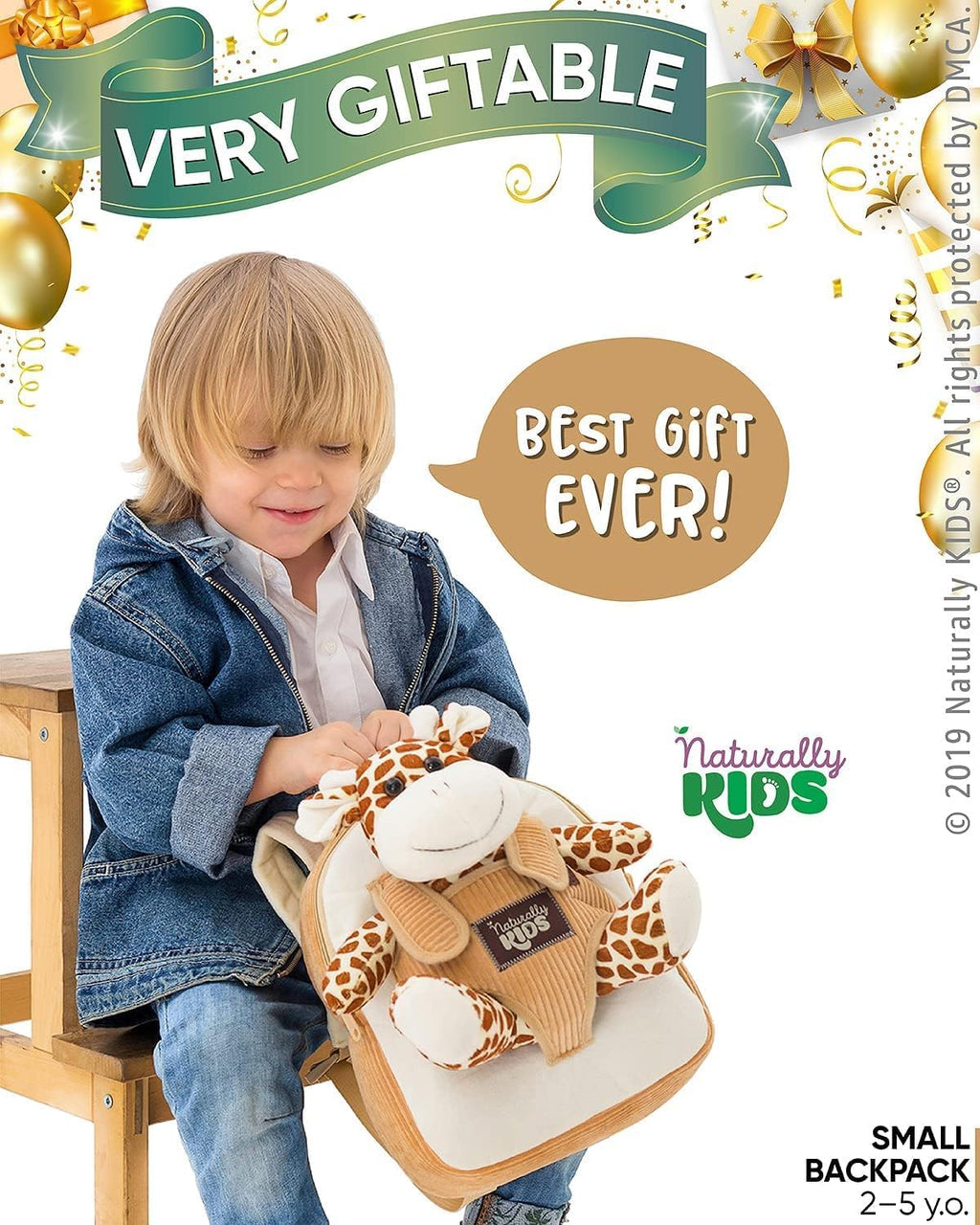 Mochila para niños pequeños Naturally KIDS con. Juguete de jirafa d...