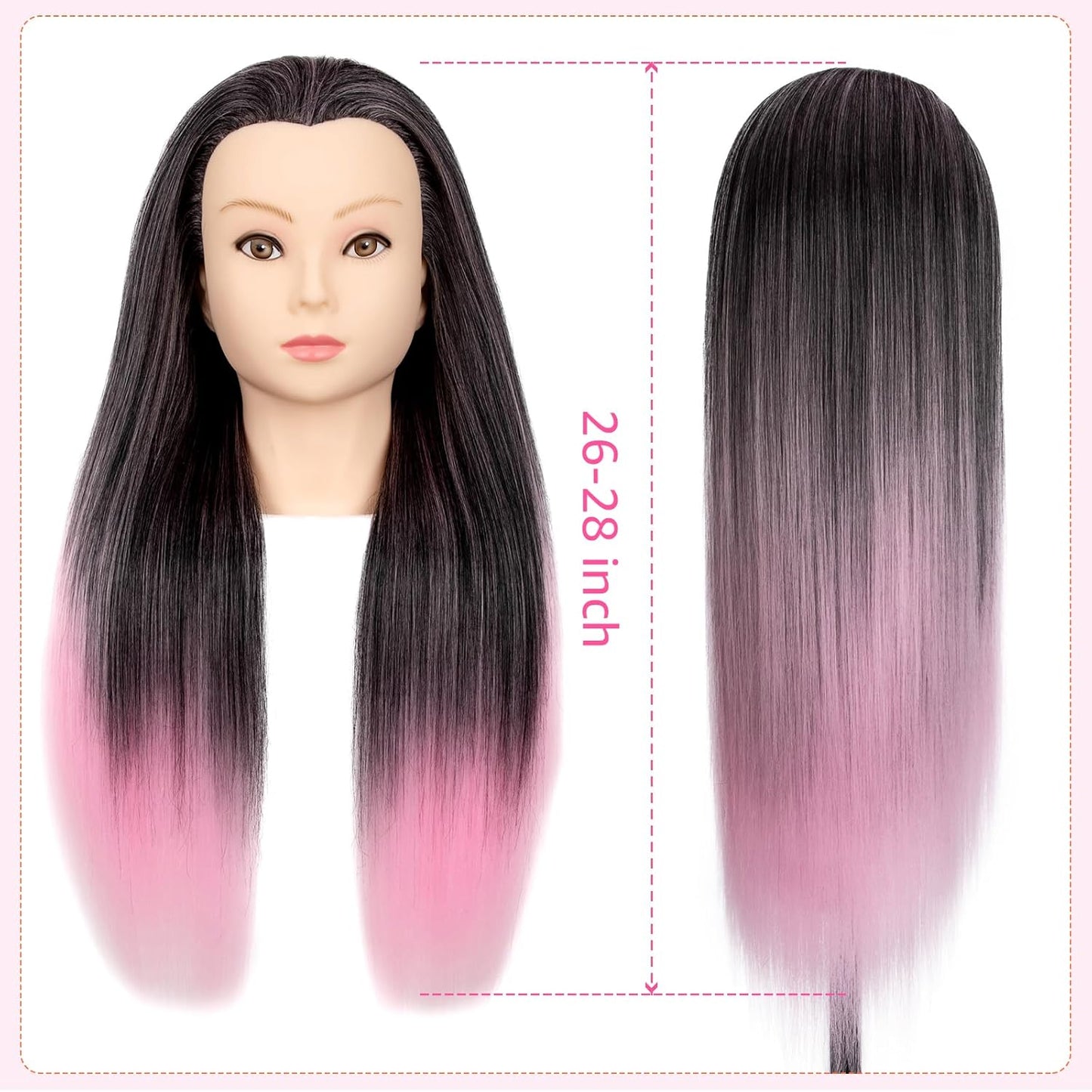Cabeza de maniquí con cabello, cabeza de entrenamiento de 26 pulgad...