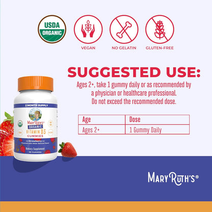 MaryRuth Organics Gomitas orgánicas de vitamina D3 | 1000 UI | USDA...