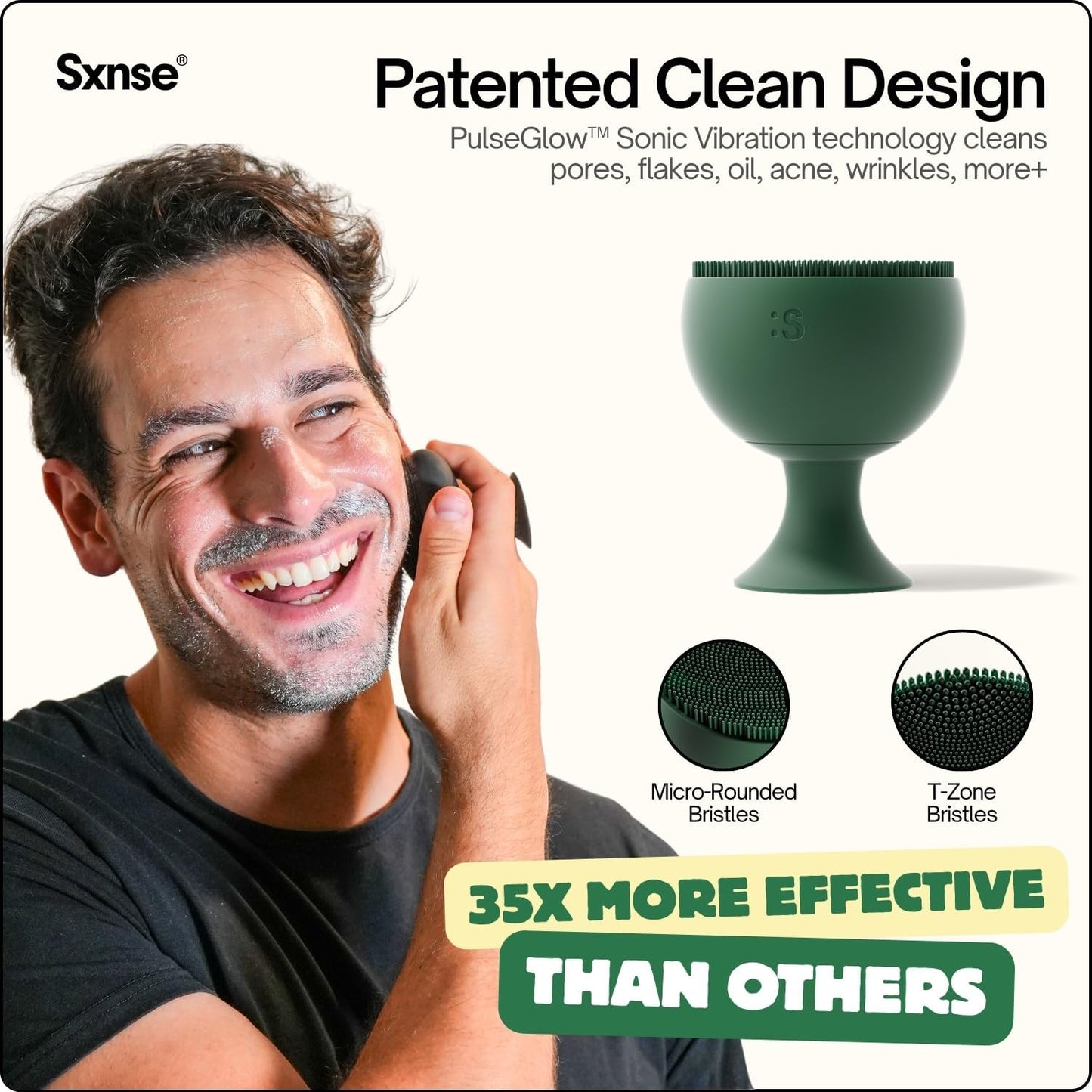 Sxnse Limpiador facial de silicona Palm - Cepillo de limpieza facia...
