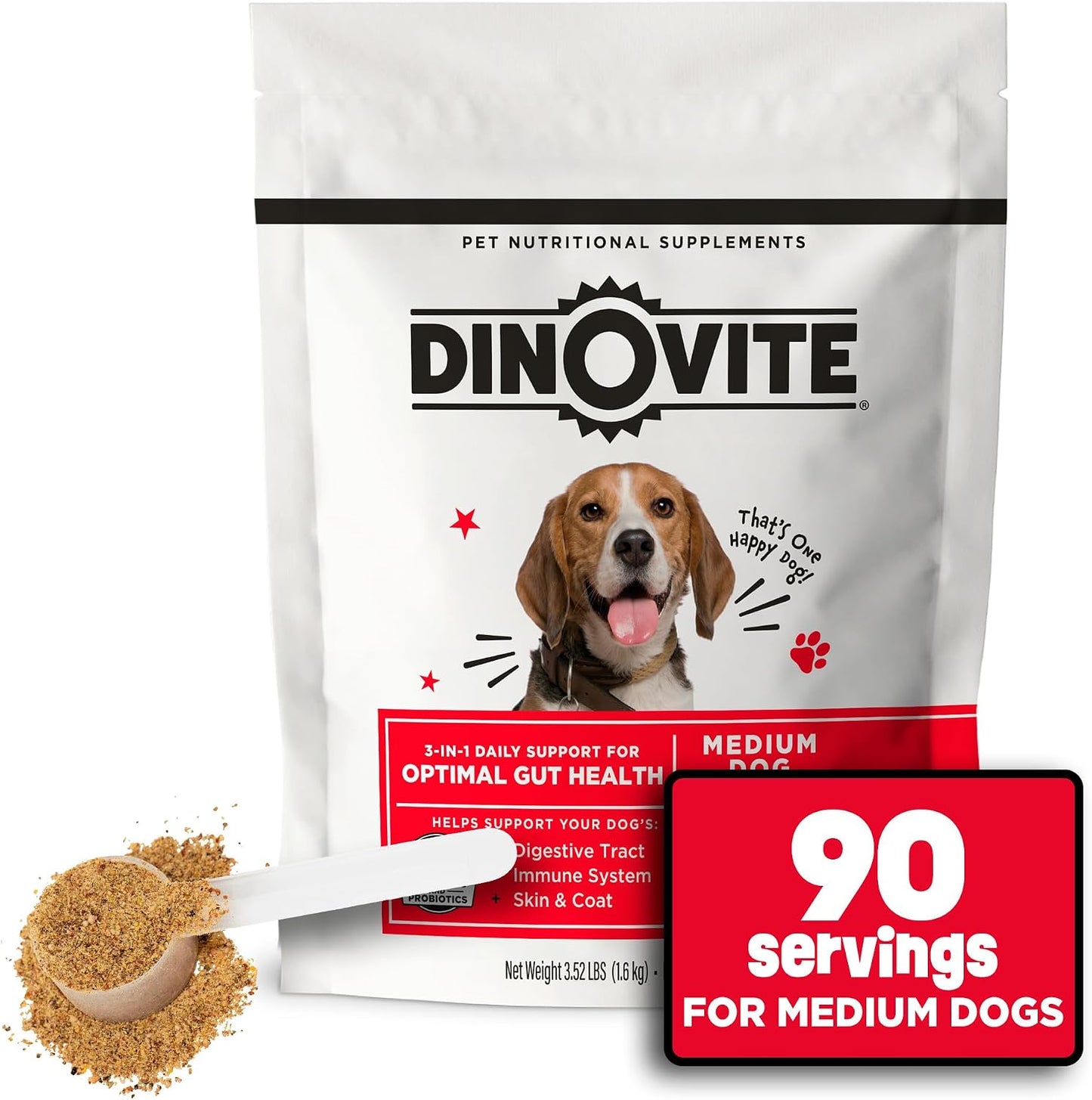 Dinovite Probióticos para perros medianos, adorno probiótico para a...