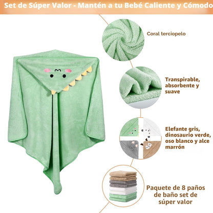CandyHome Juego de 12 toallas de baño para bebés y niños pequeños,...