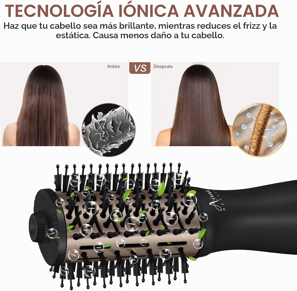 Aima Beauty Pequeño cepillo automático del secador de pelo del volt...