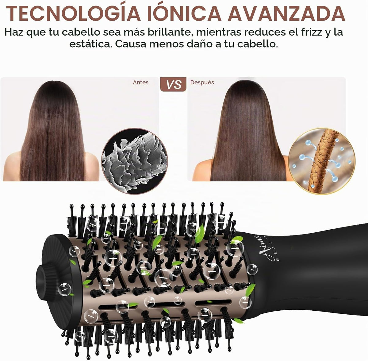 Aima Beauty Pequeño cepillo automático del secador de pelo del volt...