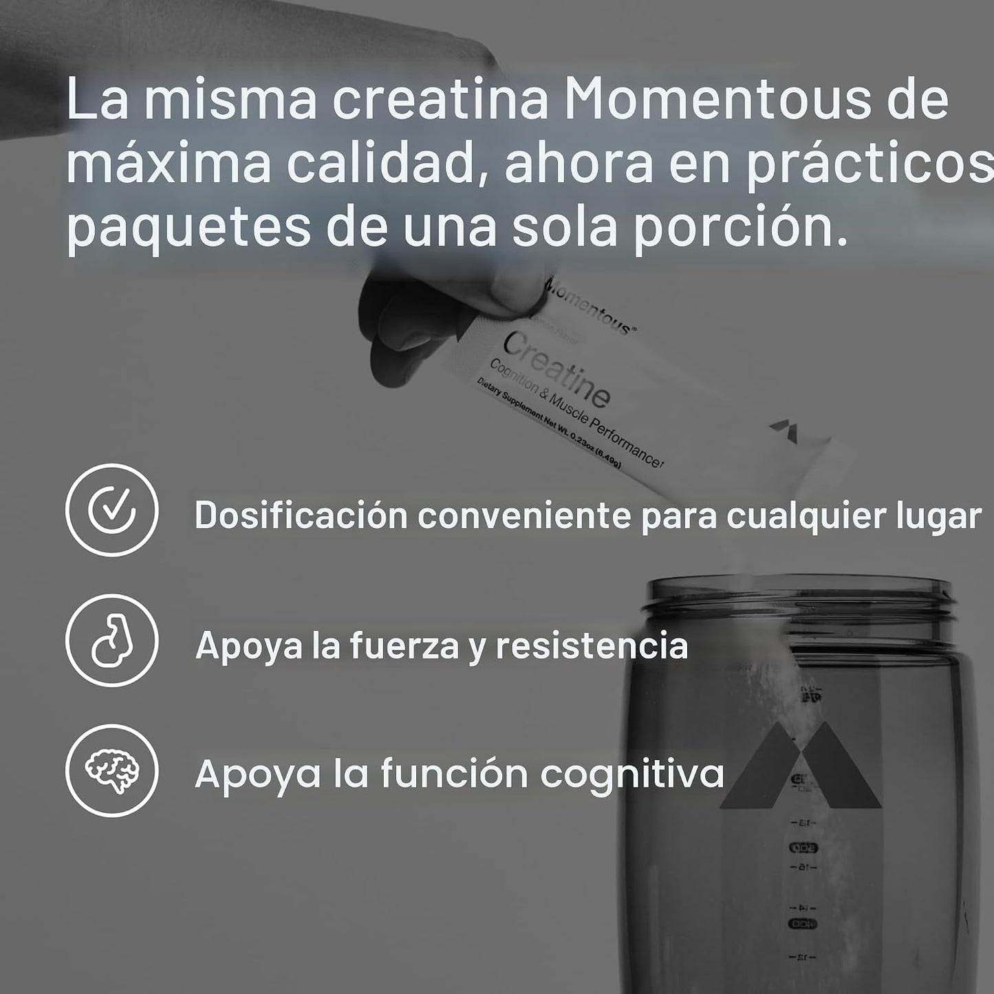 Momentous Polvo de monohidrato de creatina, polvo de creatina, apoy...