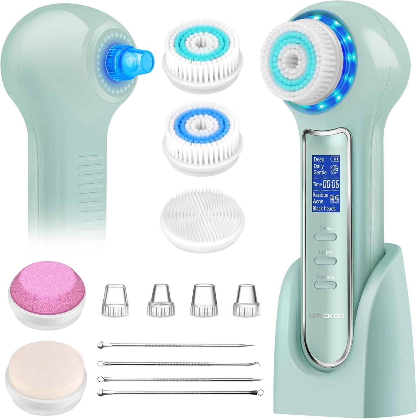 UMICKOO Exfoliante facial, cepillo de limpieza facial impermeable c...