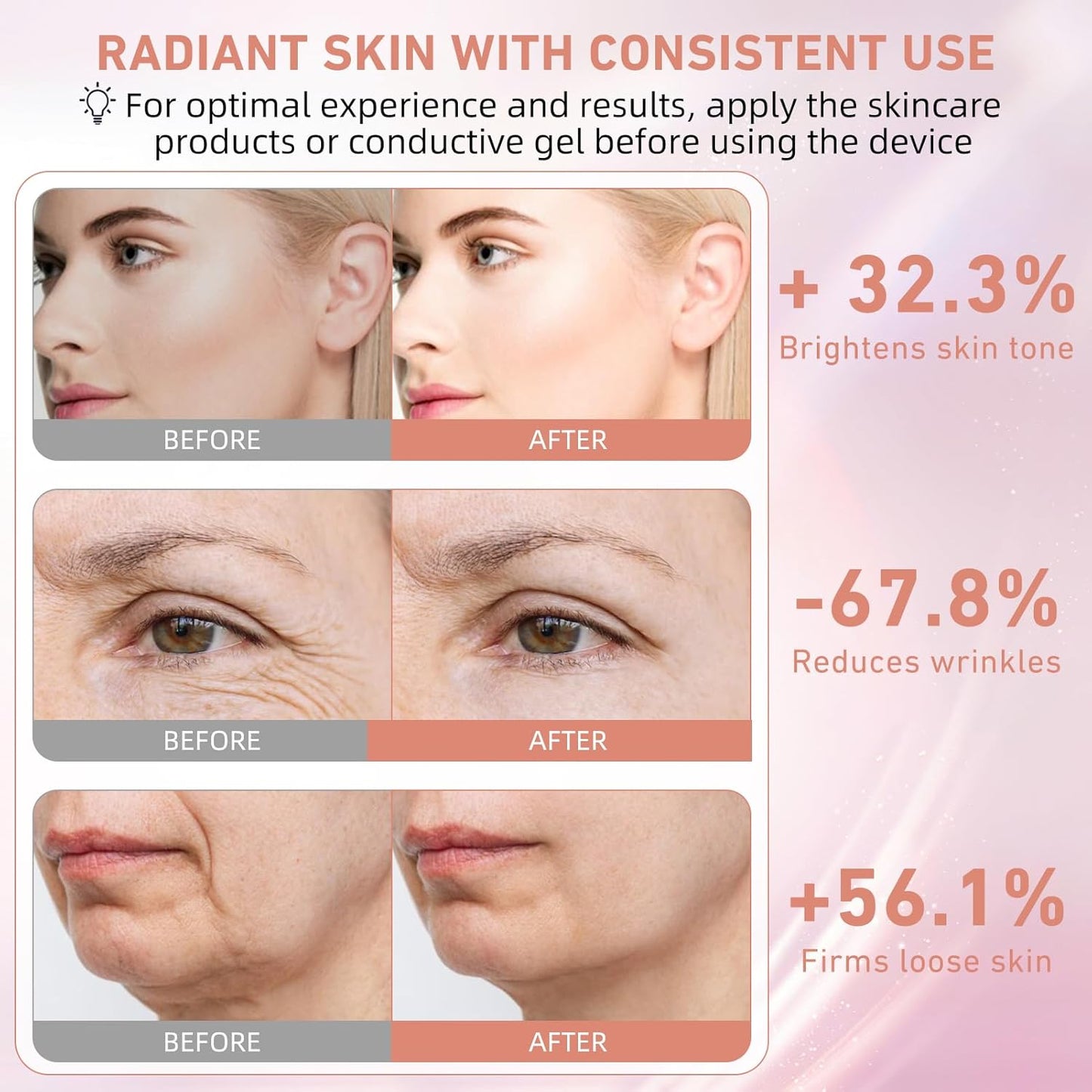Dispositivo de belleza facial de microcorriente, 3 modos, terapia d...