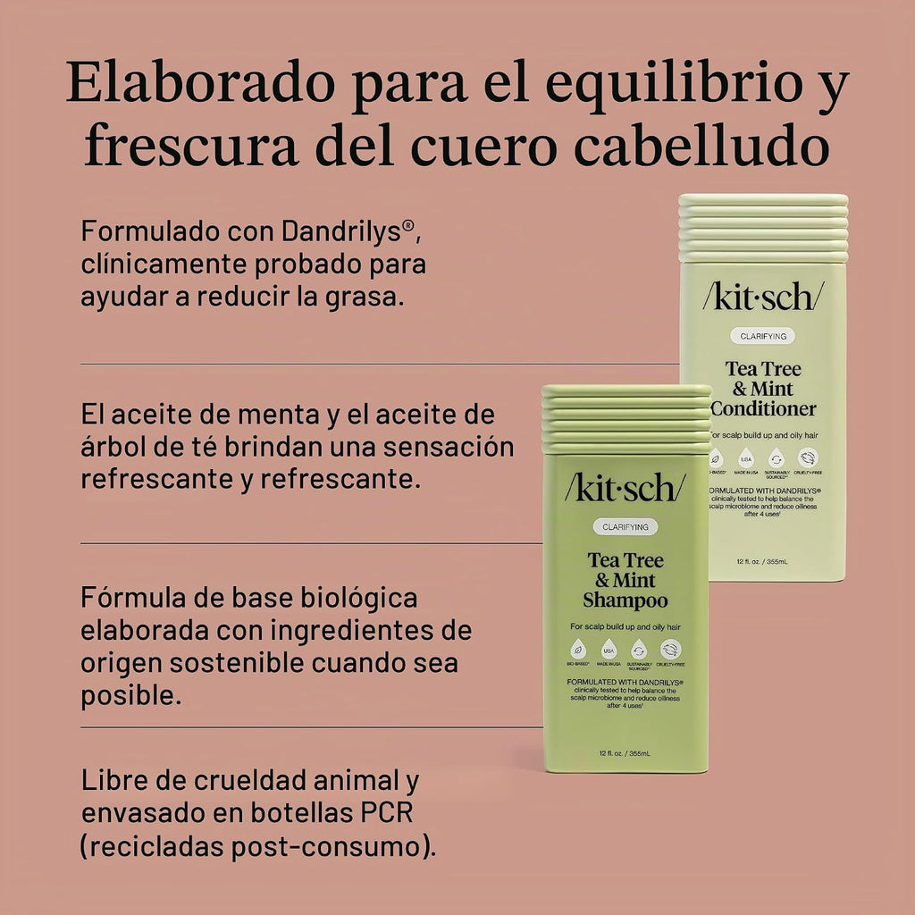 Juego de champú y acondicionador Kitsch Tea Tree & Mint para el cui...