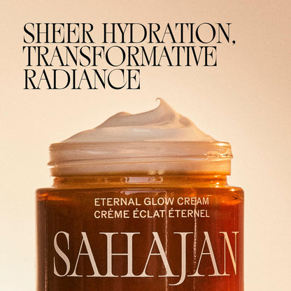 Sahajan Crema Eternal Glow con vitamina C, bakuchiol, ceramidas + azafrán | Hidratante ayurvédico ligero clínicamente probado | Barrera de humedad, líneas finas y arrugas | 1.7 onzas
