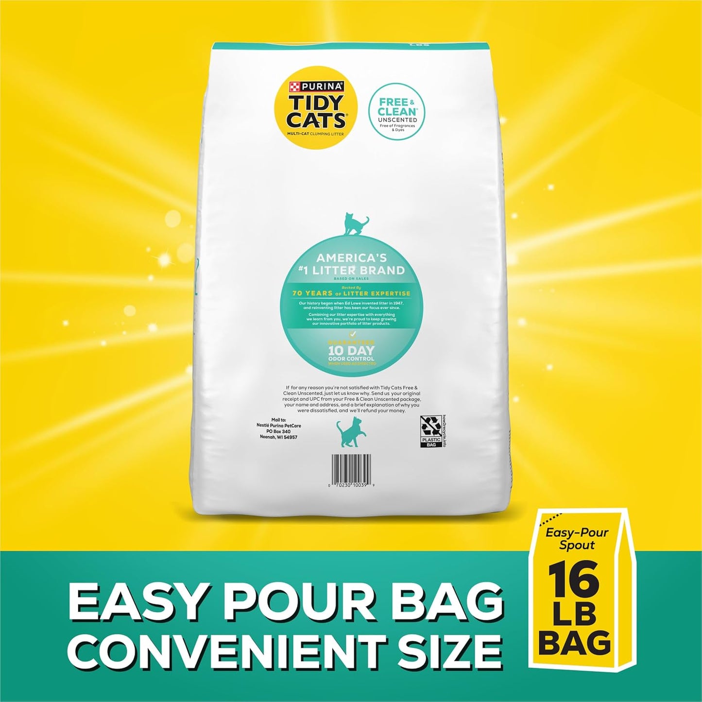 Purina Tidy Cats - Arena aglutinante para gatos, control de olores,...