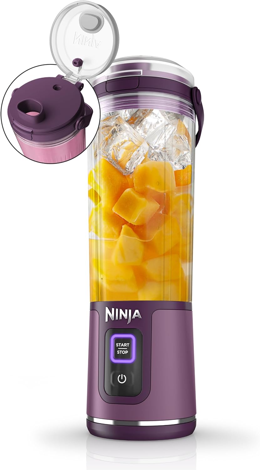 Ninja BC151PR Blast - Licuadora portátil, inalámbrica, recipiente d...