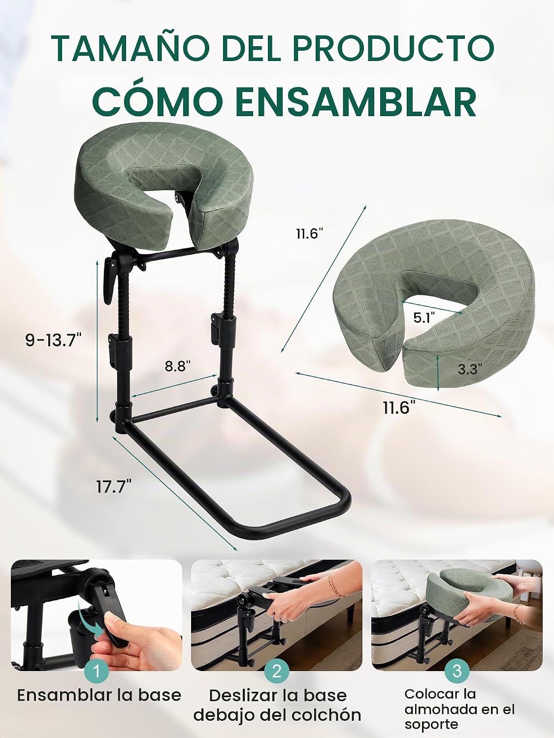 LIARTY - Reposacabezas de masaje para cama, base facial debajo del...