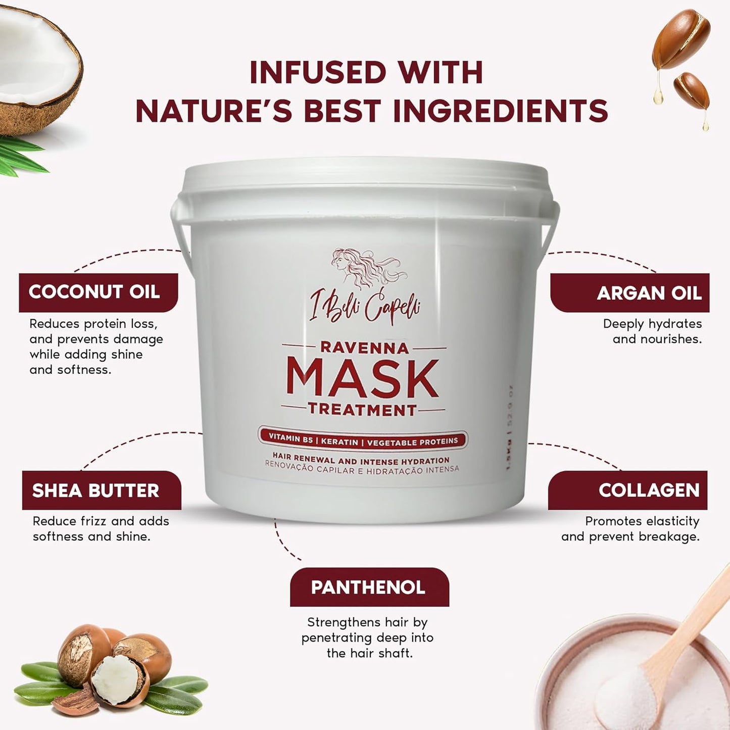 Mascarilla Profesional Para El Cabello Ravenna Para Cabello Dañado...