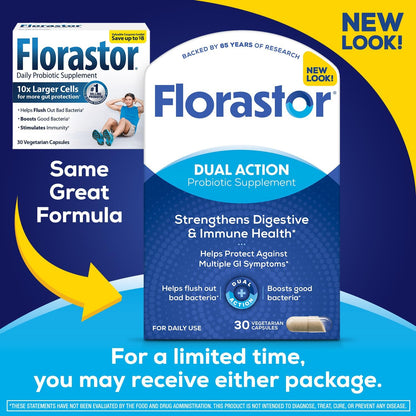 Florastor Probióticos para la salud digestiva e inmunológica, 30 cá...