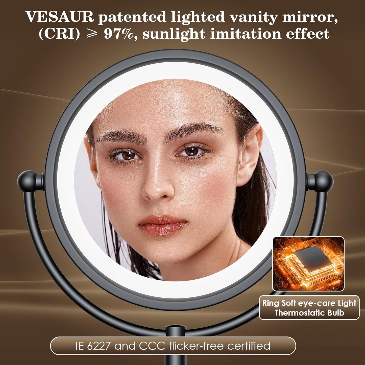 VESAUR Espejo de Maquillaje Profesional Iluminado de 8.5", 1X\/...