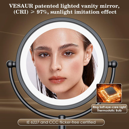VESAUR Espejo de Maquillaje Profesional Iluminado de 8.5", 1X\/...