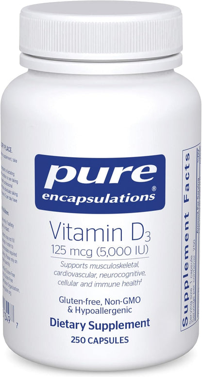 Pure Encapsulations Vitamina D3 125 mcg (5,000 UI) - Suplemento par...