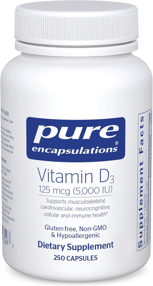 Pure Encapsulations Vitamina D3 125 mcg (5,000 UI) - Suplemento par...