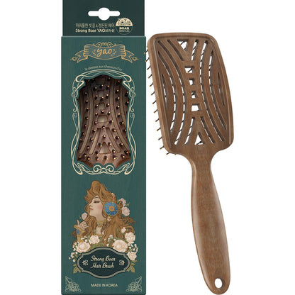 Yao - Cepillo de cerdas de jabalí, desenredante de cabello grueso y rizado ventilado para mujeres y niños, cabello brillante y texturizado