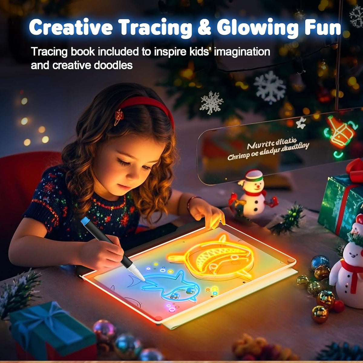Tablero de notas LED Doodle Glow recargable de 16 pulgadas, 7 modos...