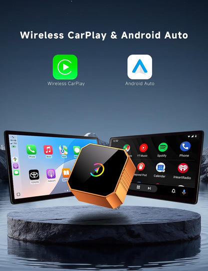 Mini adaptador inalámbrico CarPlay 2026 con cable a inalámbrico para CarPlay y Android Auto, Plug and Play, conexión estable con latencia cero, compatible con iPhone iOS 10+Android 11+
