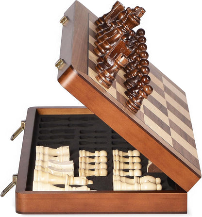 ELONGDI Juego de ajedrez de madera de 15" con piezas magnéticas...
