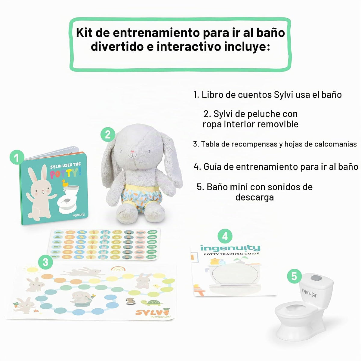 Ingenuity Sylvi - Kit de entrenamiento para ir al baño con juguete...