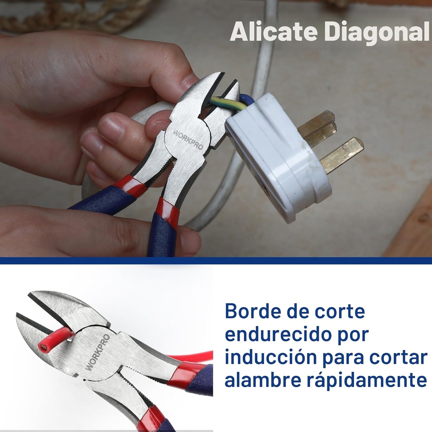 Juego de alicates WORKPRO de 7 piezas con junta de ranura, nariz la...