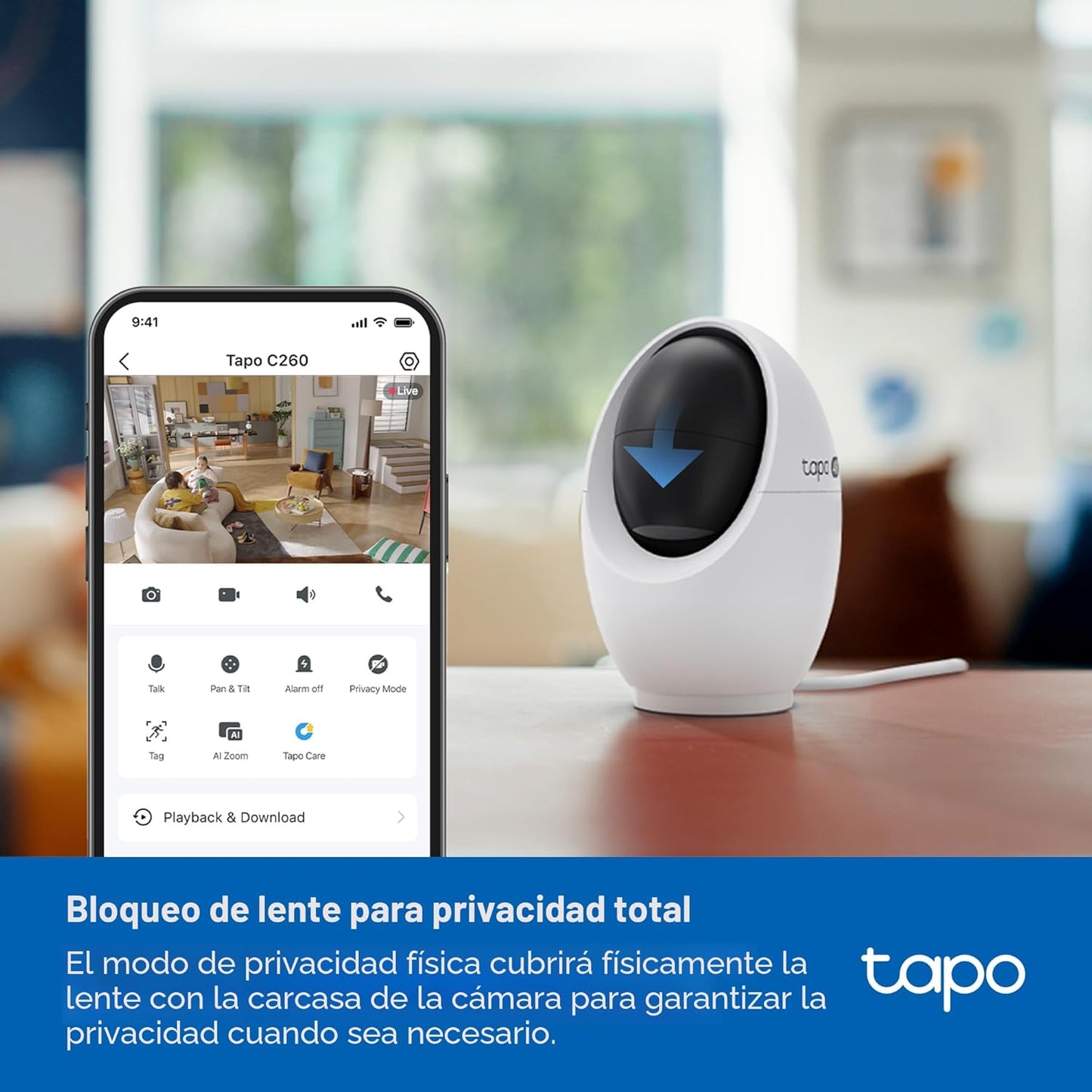 Tapo - Cámara de seguridad interior Pan\/Tilt de 4K para monitor de...