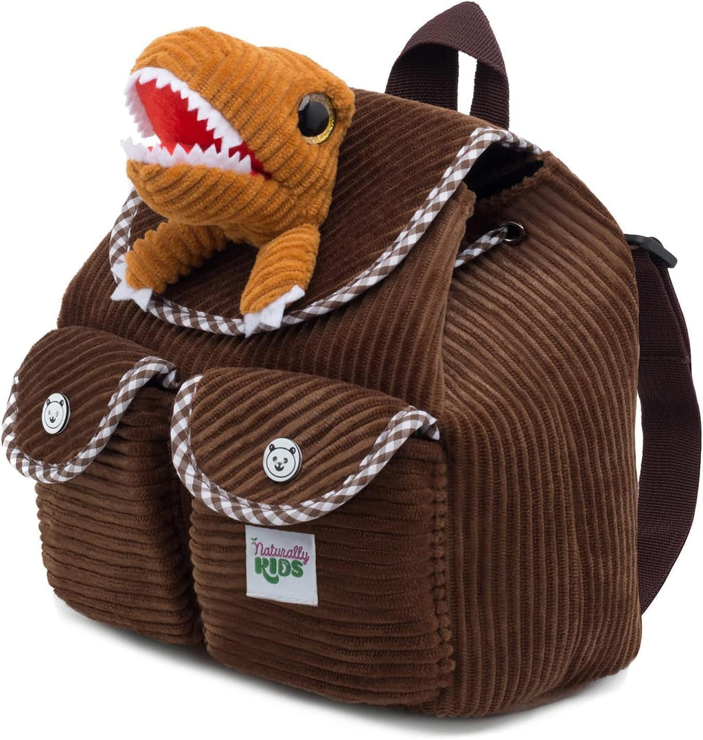 Naturally KIDS Mini mochila de dinosaurio marrón, regalo para niños...