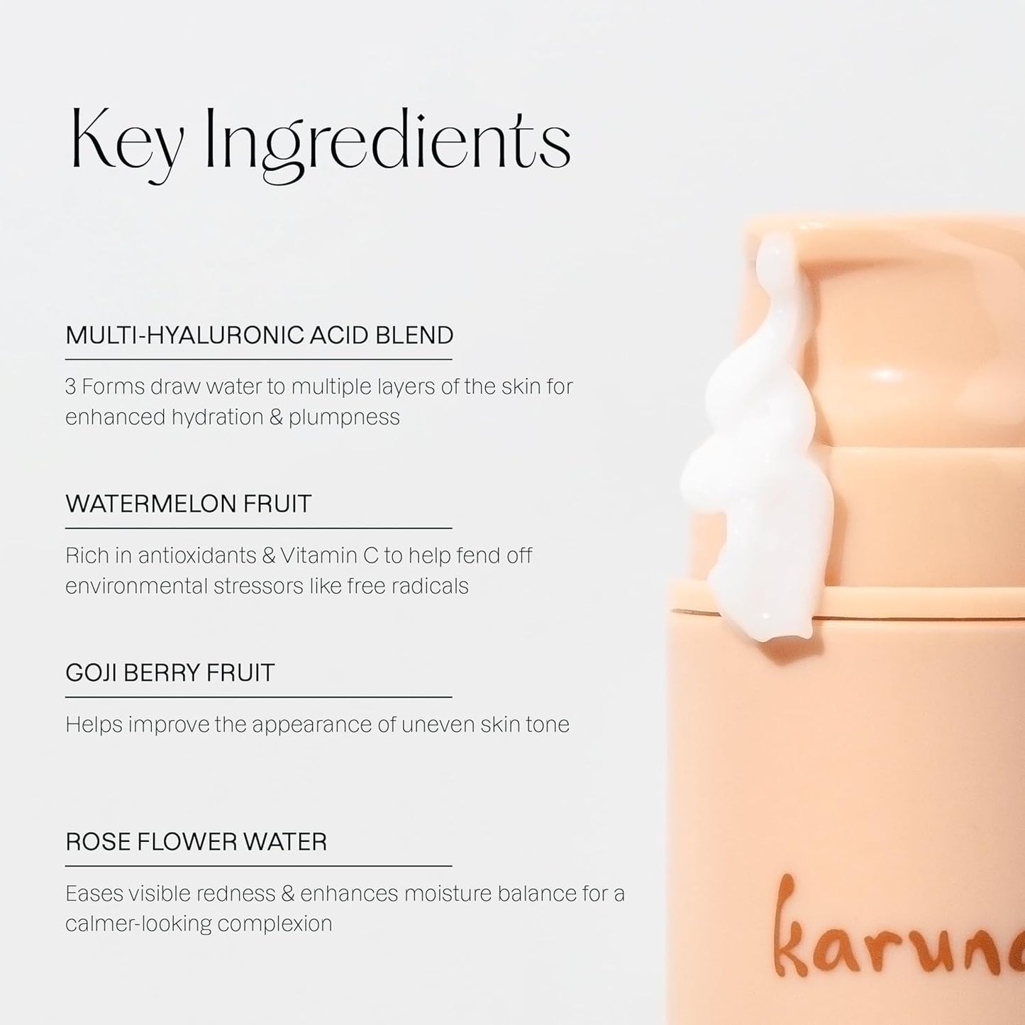 Karuna - Crema hidratante todo el día, crema facial antiarrugas fuera de set Sequedad y líneas finas - Hidratante facial hidratante, extracto de sandía antioxidante, ácido hialurónico, bayas de Goji y