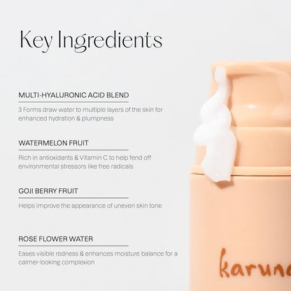 Karuna - Crema hidratante todo el día, crema facial antiarrugas fuera de set Sequedad y líneas finas - Hidratante facial hidratante, extracto de sandía antioxidante, ácido hialurónico, bayas de Goji y