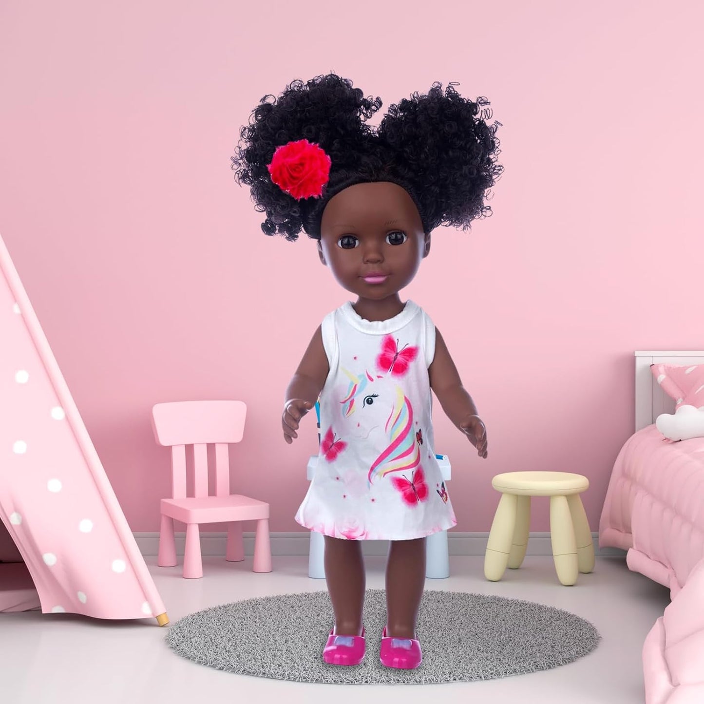 ZQDOLL Conjunto de ropa de muñeca negra y muñeca de bebé, accesorio...