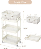 Fortella Carrito de pañales para bebés, carrito rodante de 3 nivele...