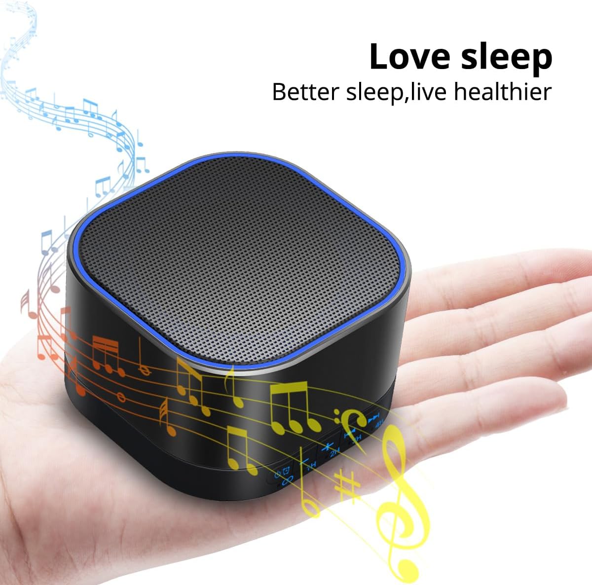 Máquina de sonido blanco Magicteam con 20 sonidos naturales relajantes sin bucle, función de memoria, 32 niveles de volumen, alimentada por CA o USB y temporizador de terapia de sonido para dormir