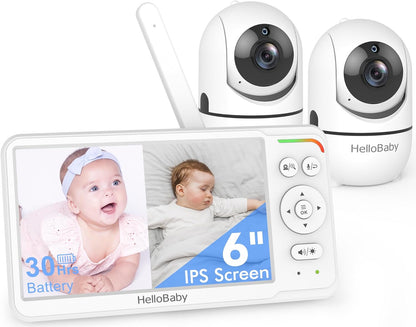 HelloBaby - Monitor de bebé con 2 cámaras, primera pantalla dividid...