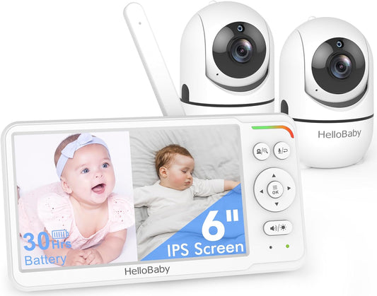 HelloBaby - Monitor de bebé con 2 cámaras, primera pantalla dividid...
