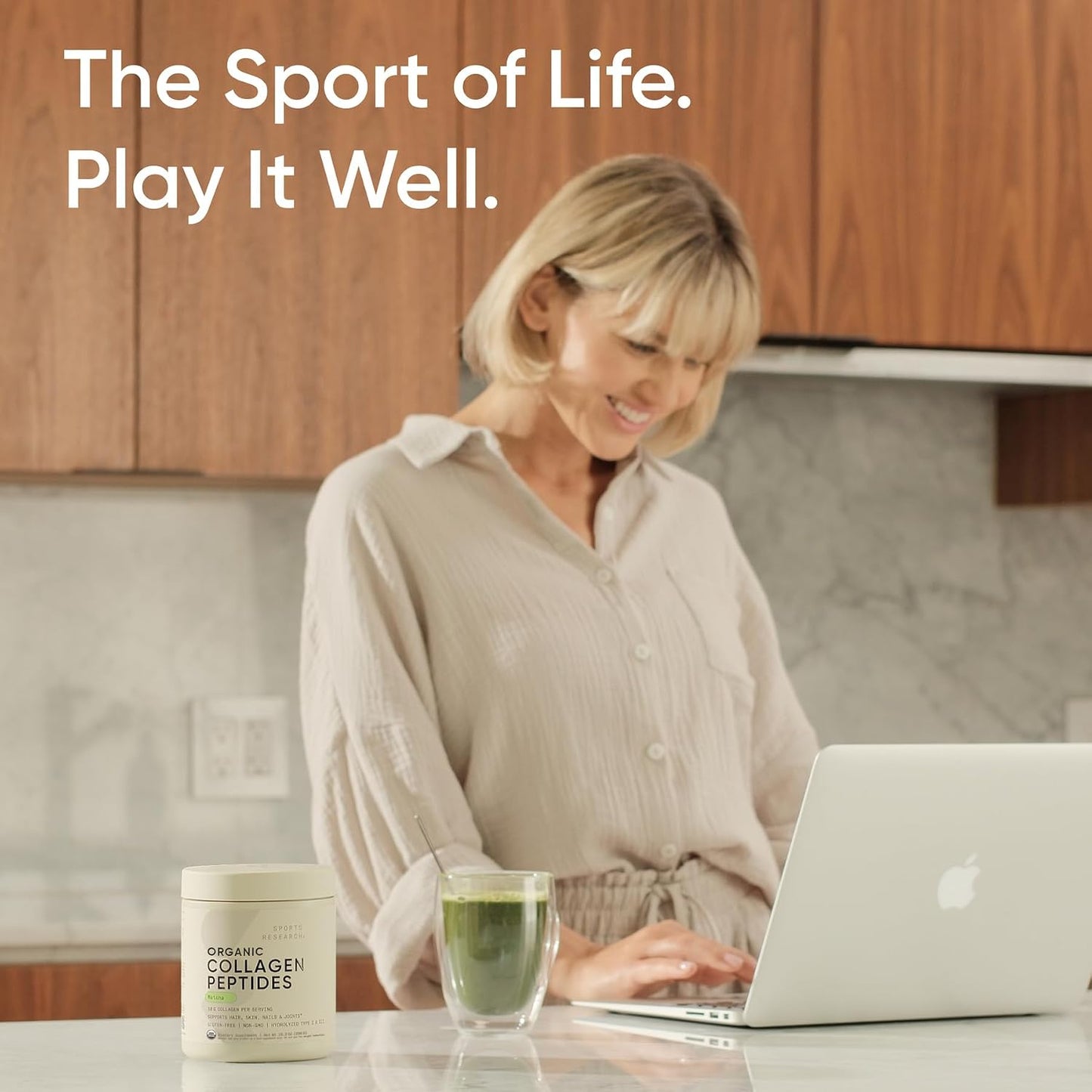 Sports Research Péptidos de Colágeno Premium en Polvo y Té Verde Ma...